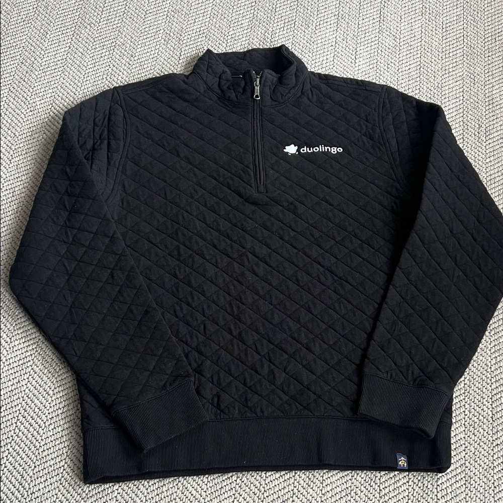 Brooks Brothers Black Quilted Zip-Up Sweater